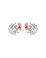 Daisy Halo Diamonds Stud Earrings (F-G / VS2-SI1)