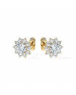 Daisy Halo Diamonds Stud Earrings (F-G / VS2-SI1)